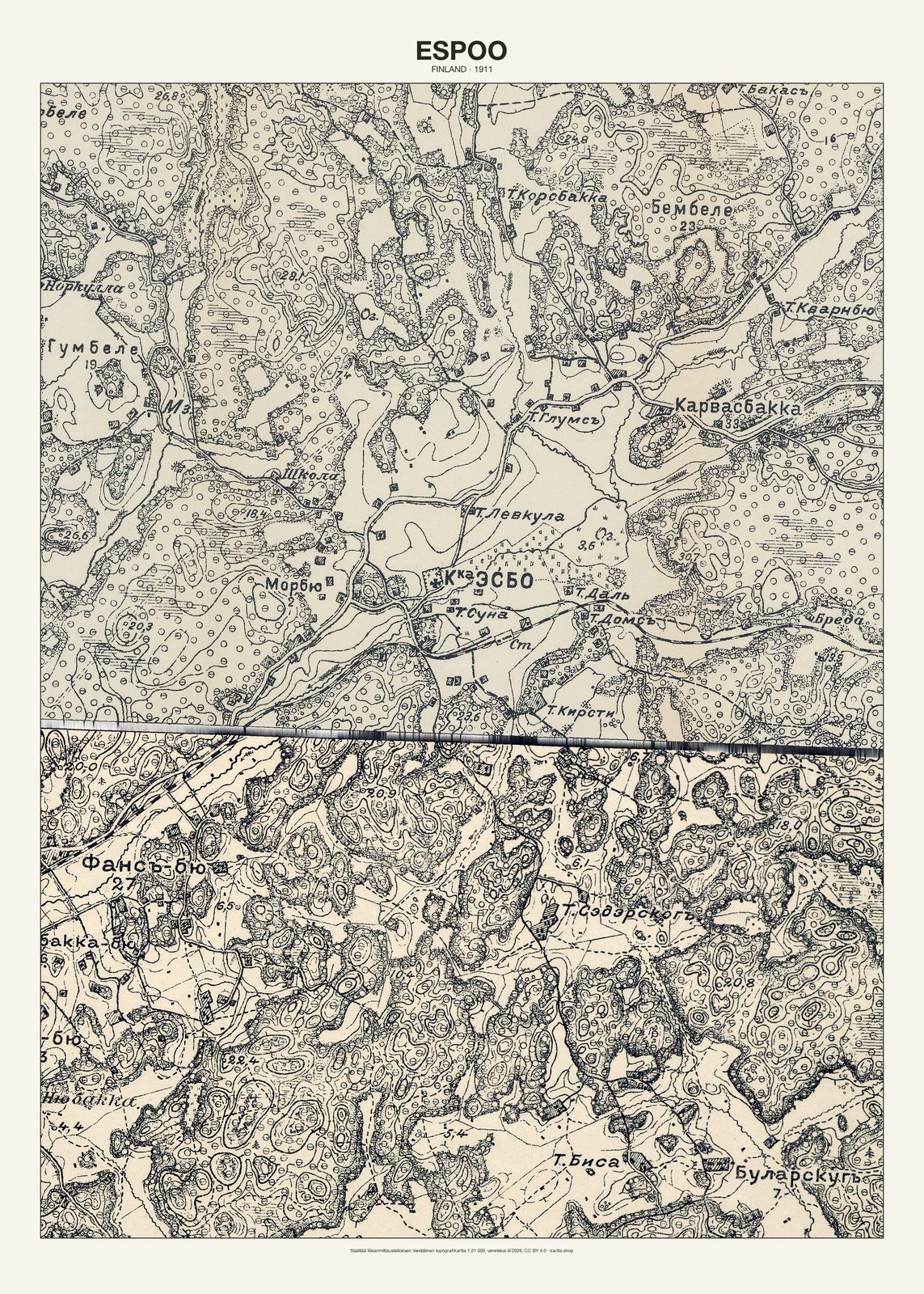 Espoon karttajuliste vuodelta 1911