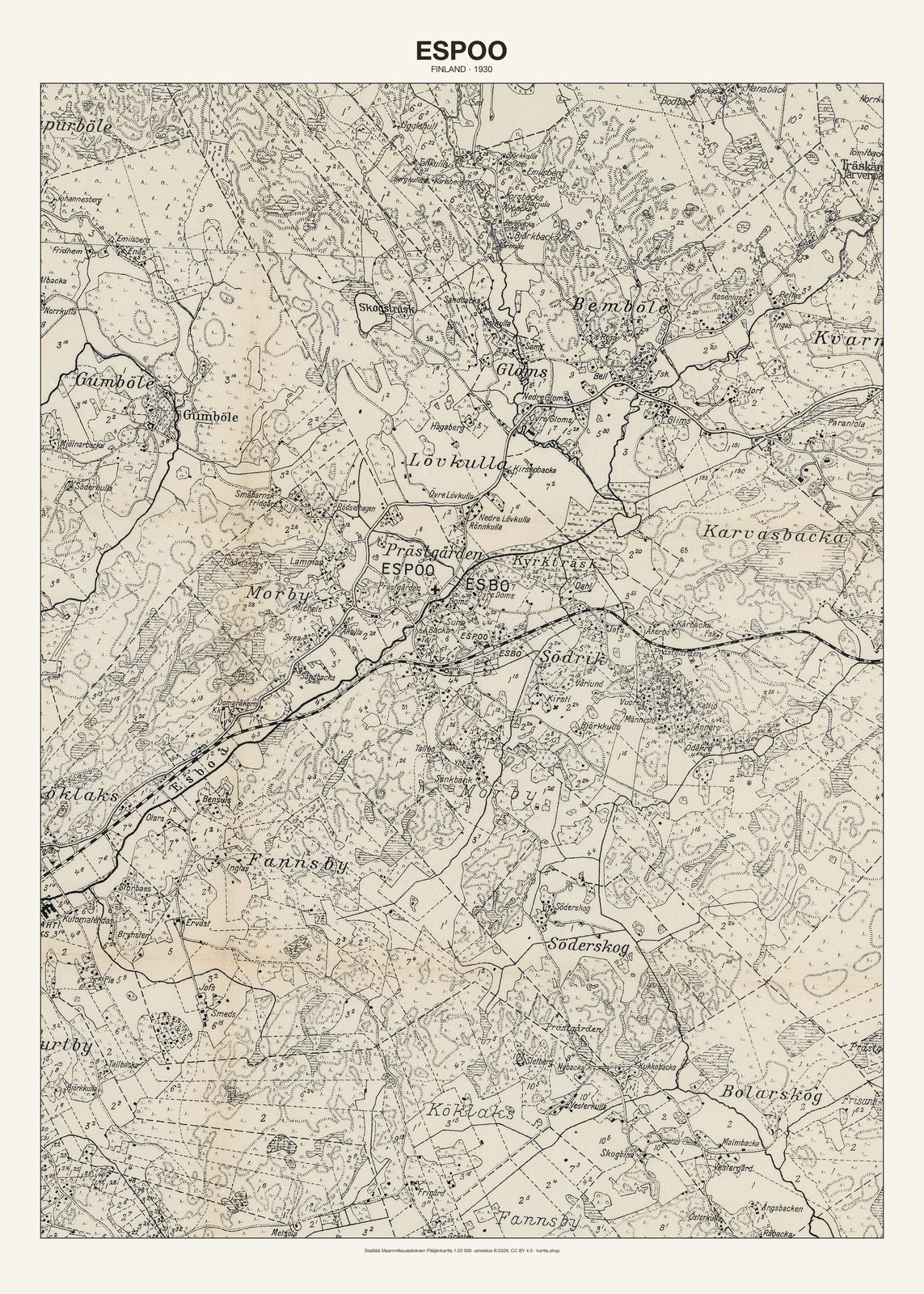 Espoon karttajuliste vuodelta 1930