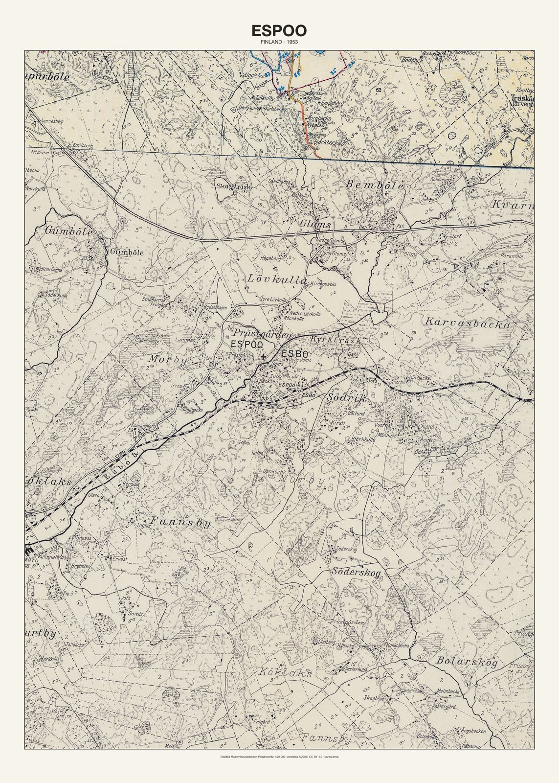 Espoon karttajuliste vuodelta 1953