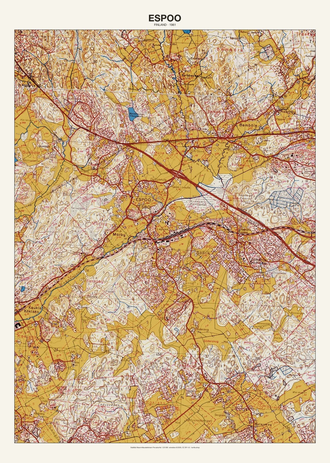 Espoon karttajuliste vuodelta 1961