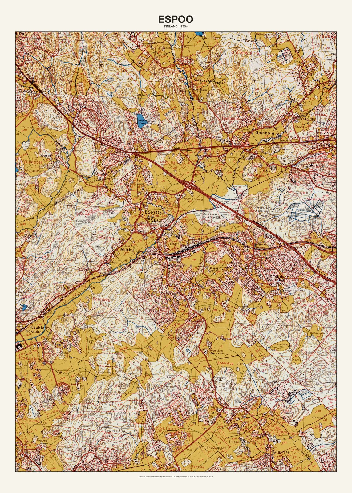Espoon karttajuliste vuodelta 1964