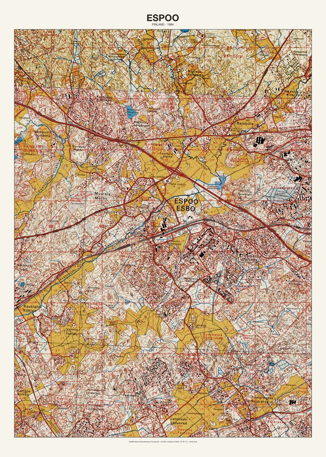 Espoon karttajuliste vuodelta 1984