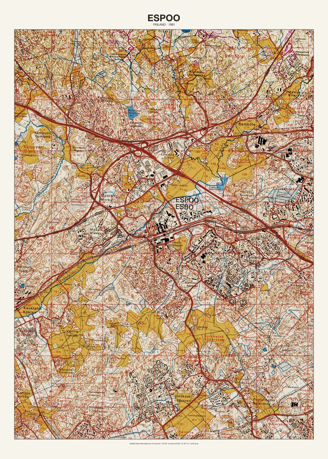 Espoon karttajuliste vuodelta 1991