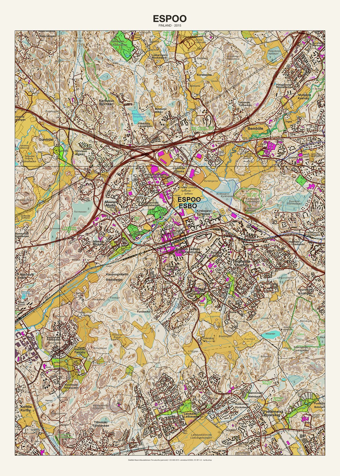 Espoon karttajuliste vuodelta 2015