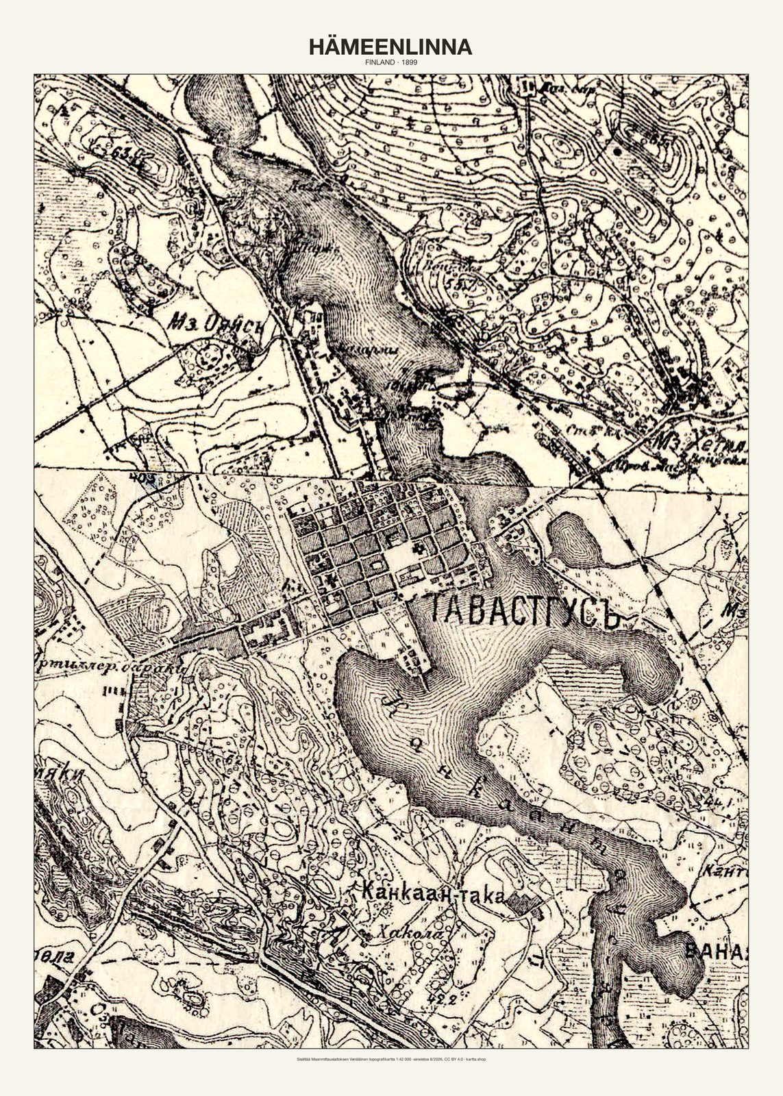Hämeenlinnan karttajuliste vuodelta 1899