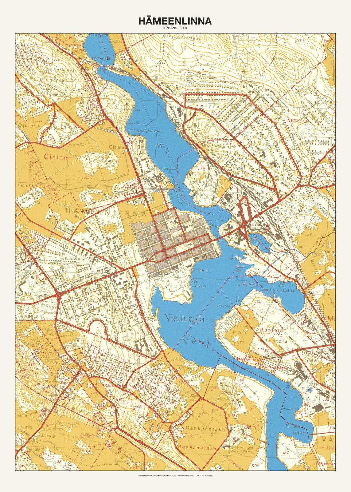 Hämeenlinnan karttajuliste vuodelta 1961