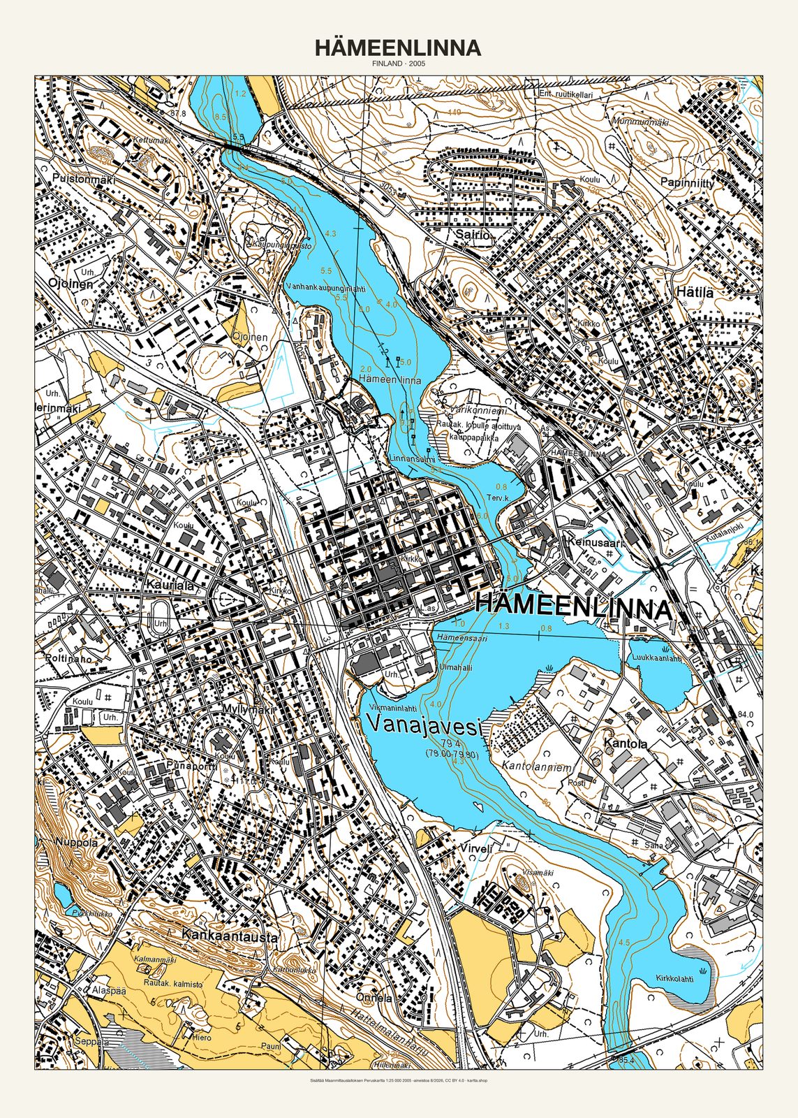 Hämeenlinnan karttajuliste vuodelta 2005