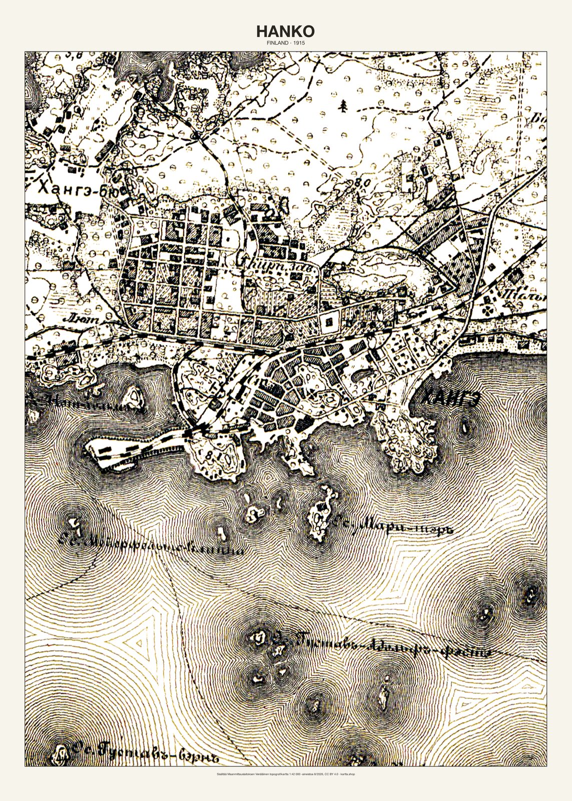 Hankon karttajuliste vuodelta 1915