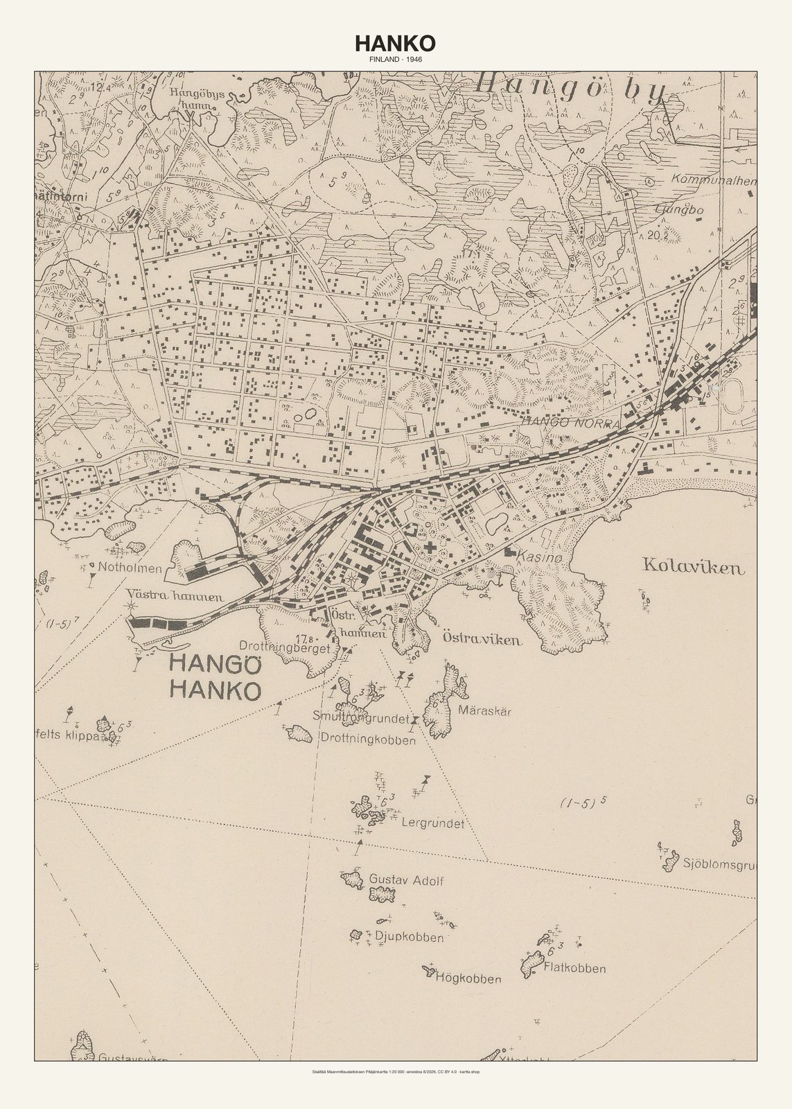 Hankon karttajuliste vuodelta 1946