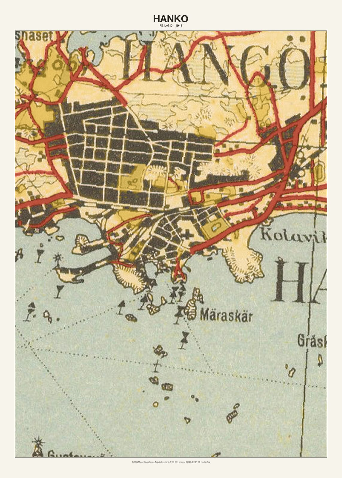 Hankon karttajuliste vuodelta 1948