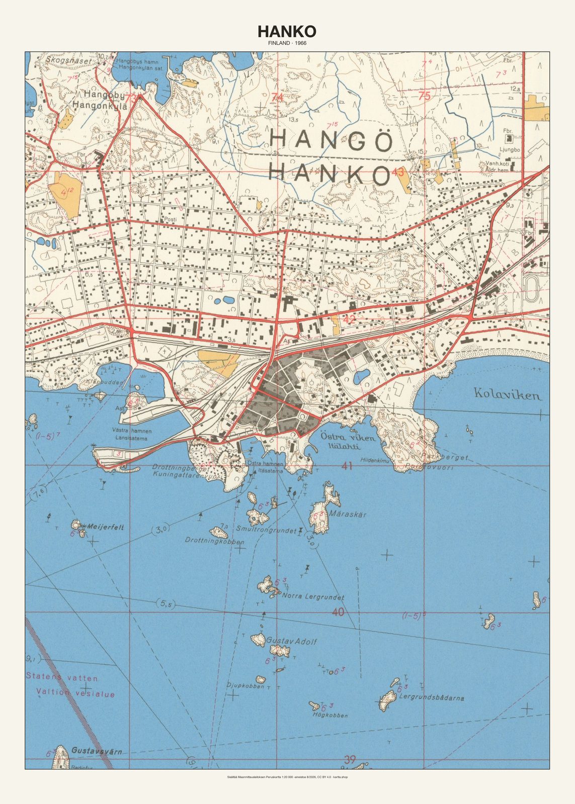 Hankon karttajuliste vuodelta 1966