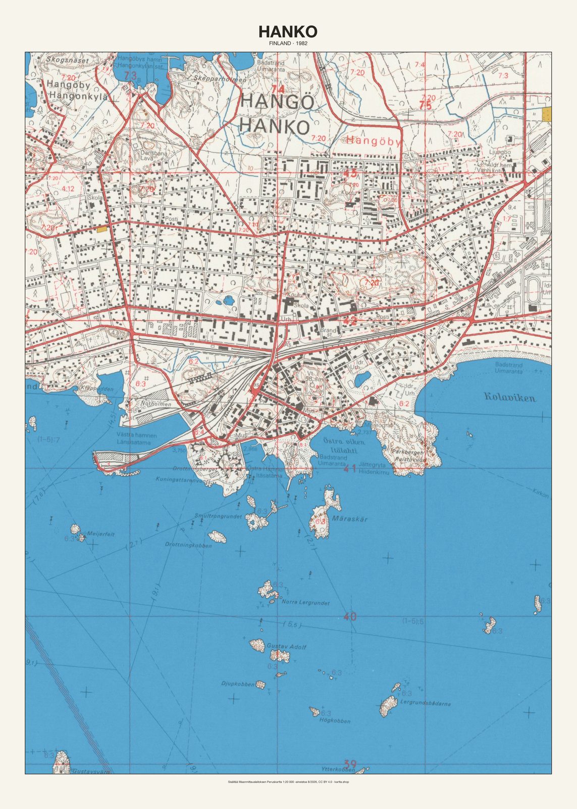 Hankon karttajuliste vuodelta 1982