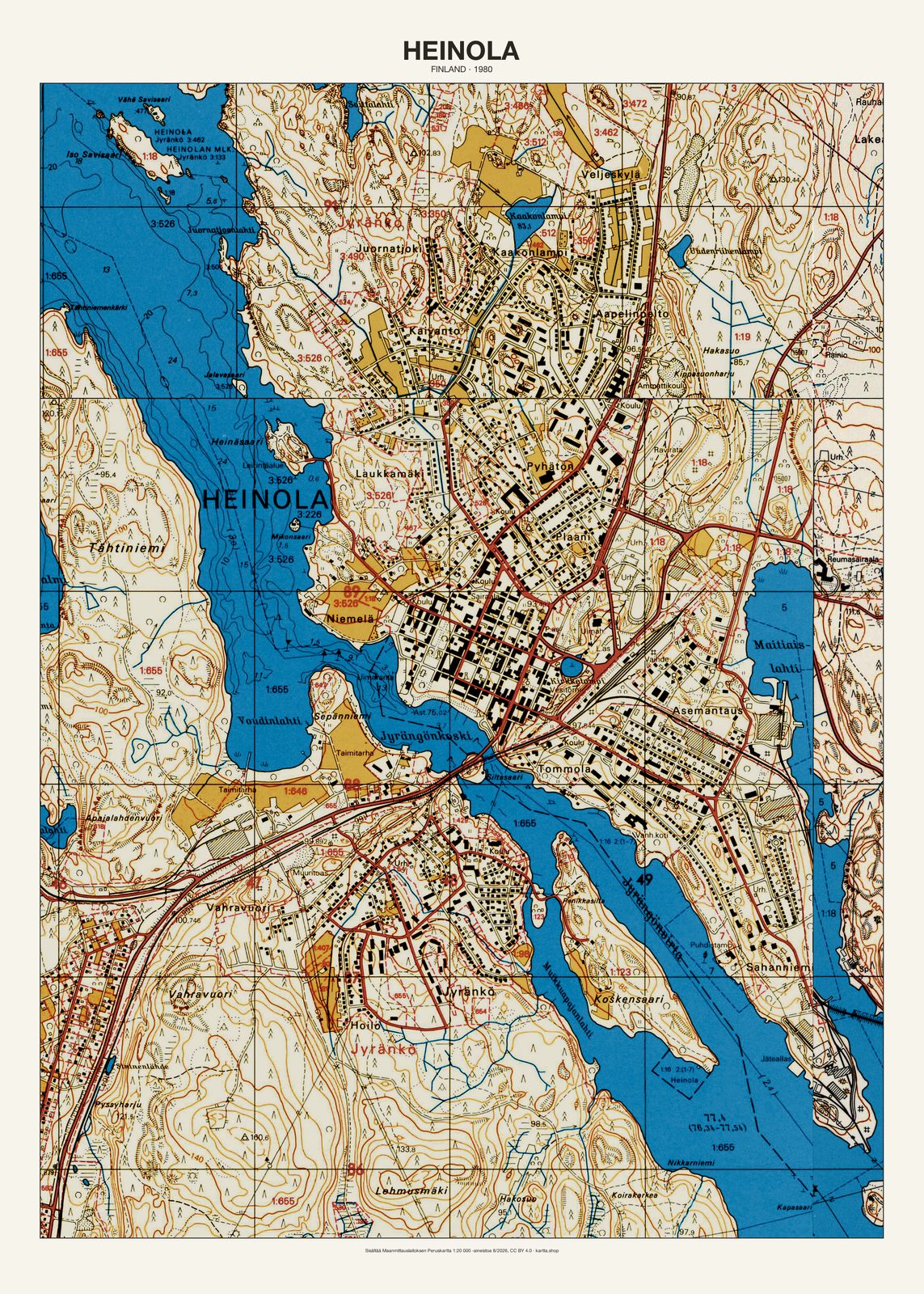 Heinolan karttajuliste vuodelta 1980