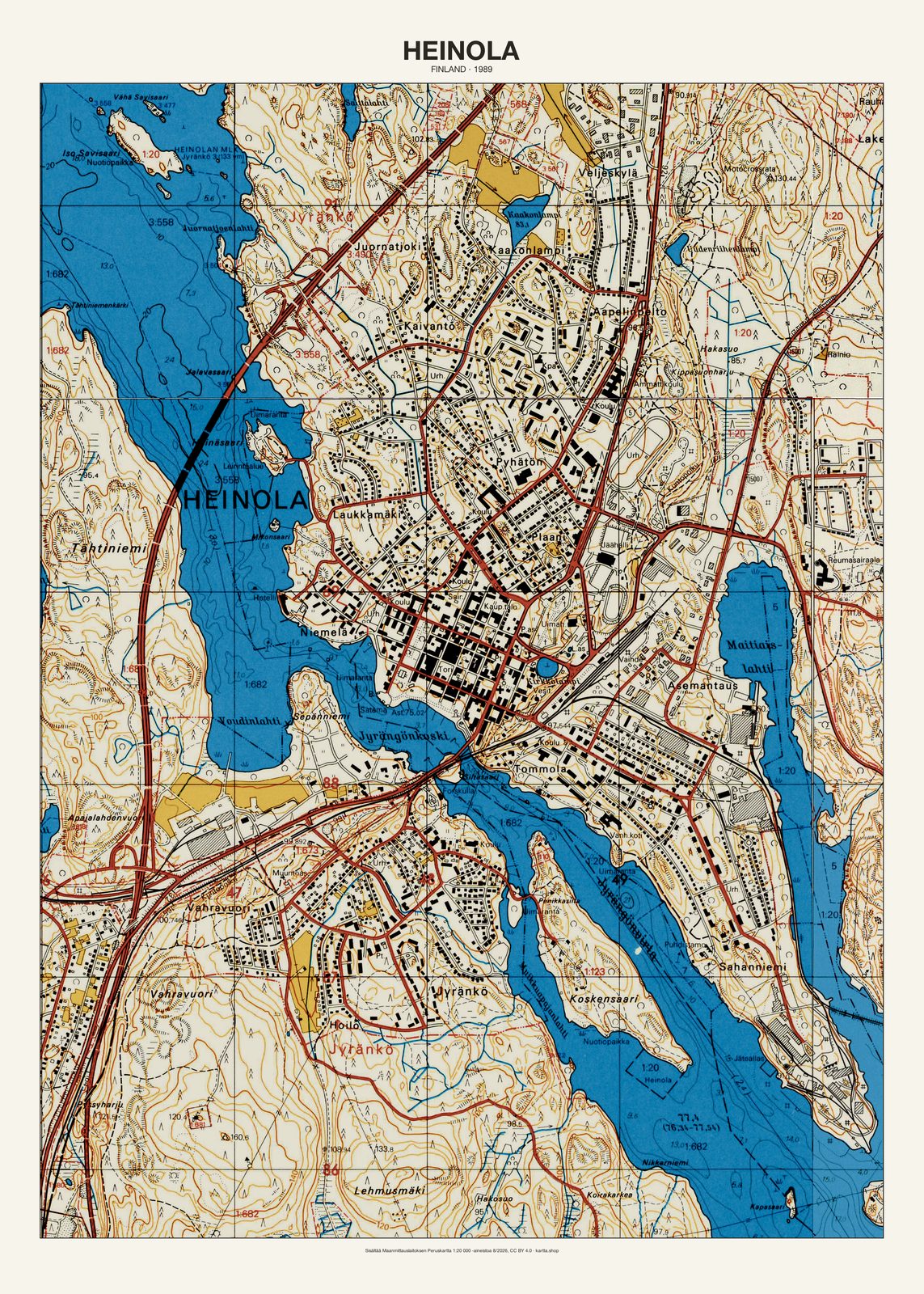 Heinolan karttajuliste vuodelta 1989