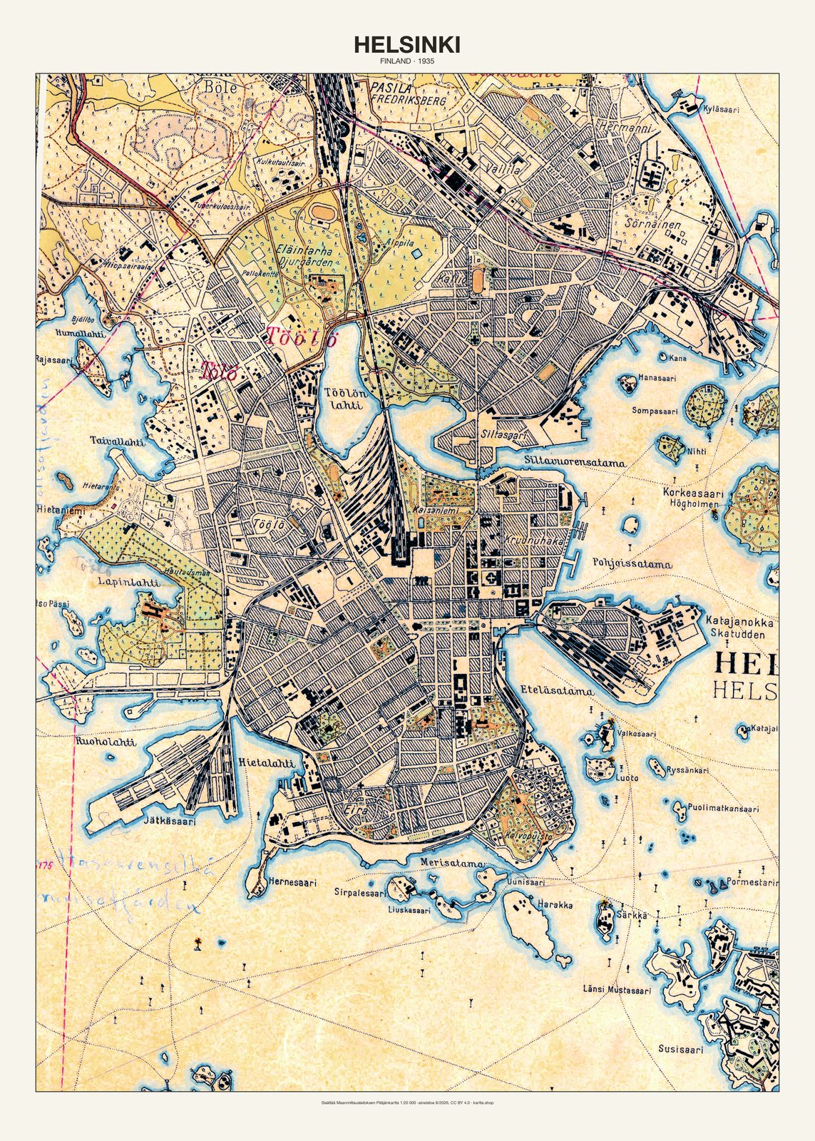 Helsinkin karttajuliste vuodelta 1935