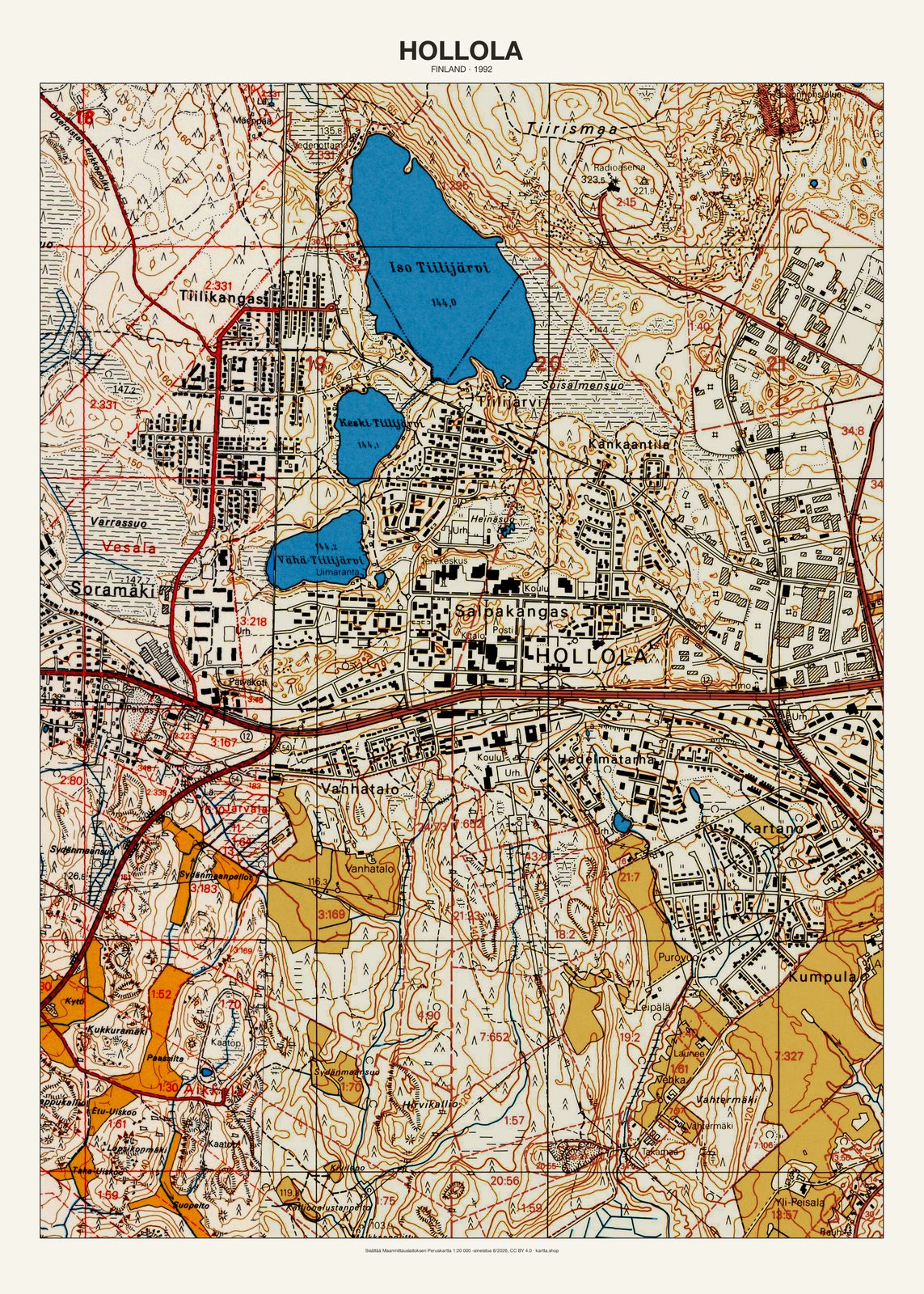 Hollolan karttajuliste vuodelta 1992