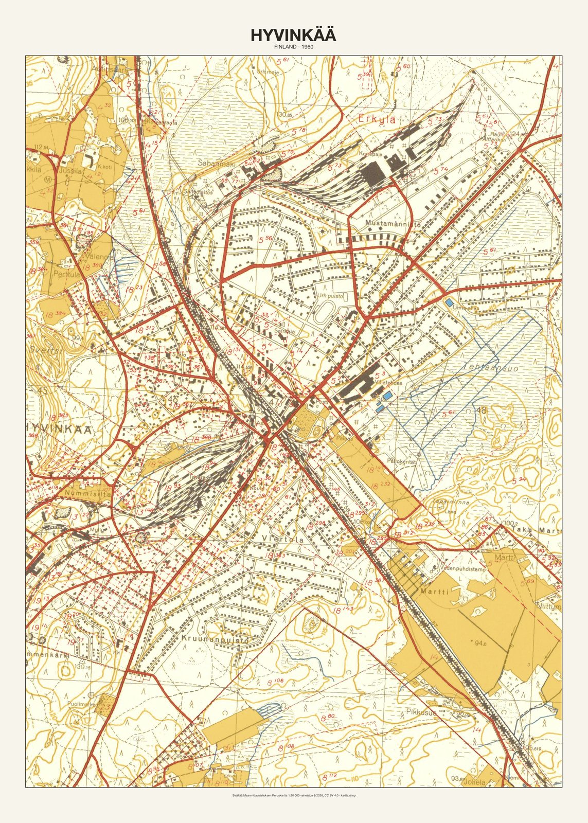 Hyvinkään karttajuliste vuodelta 1960