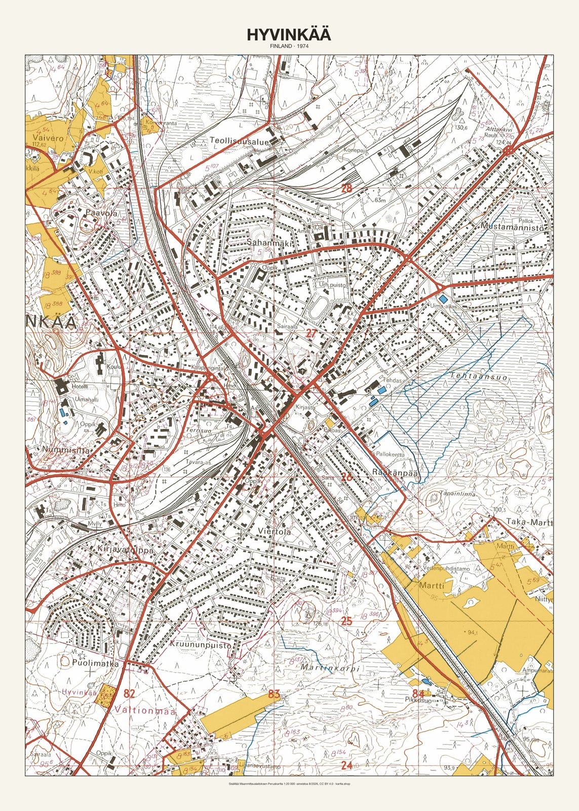 Hyvinkään karttajuliste vuodelta 1974