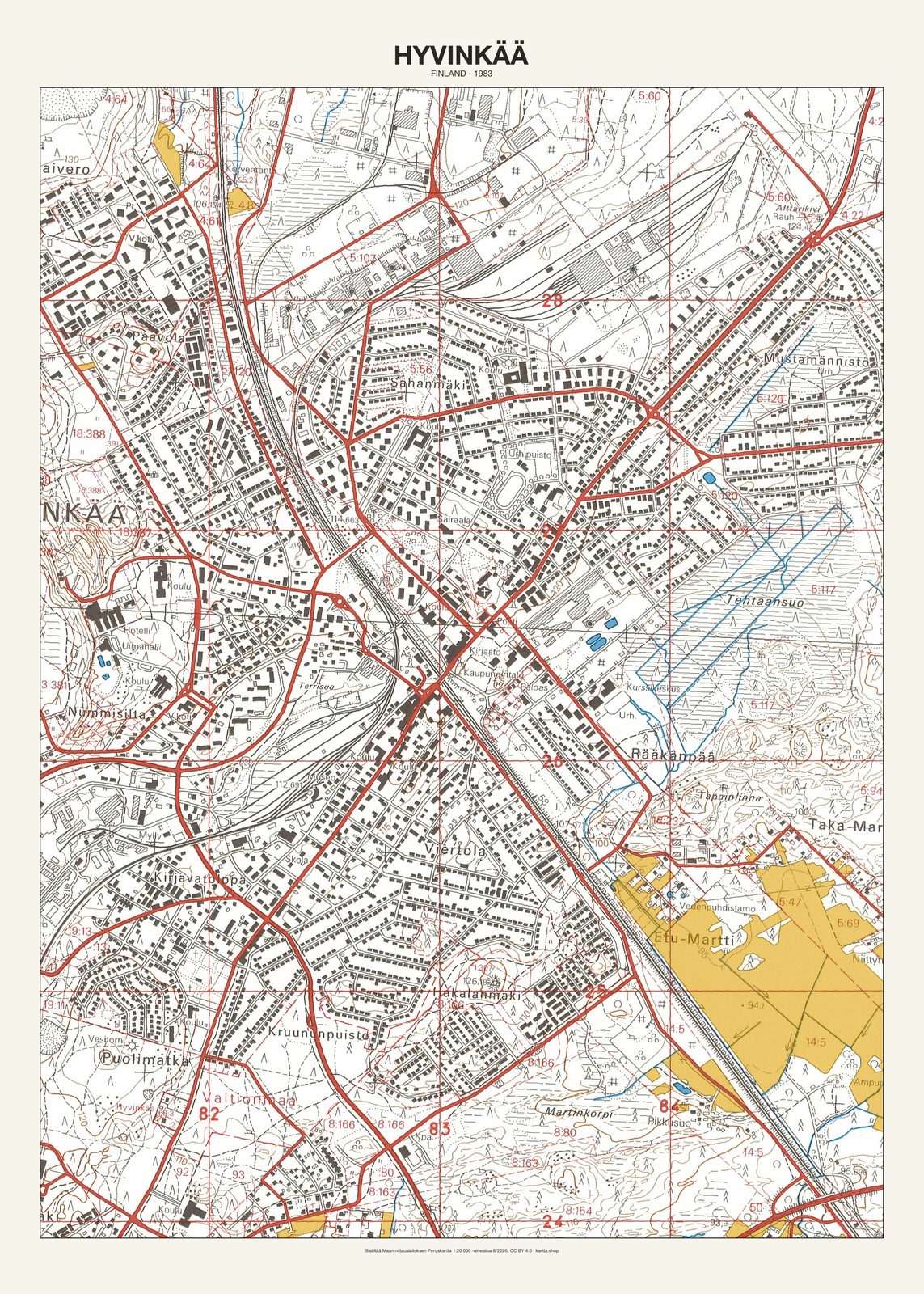 Hyvinkään karttajuliste vuodelta 1983