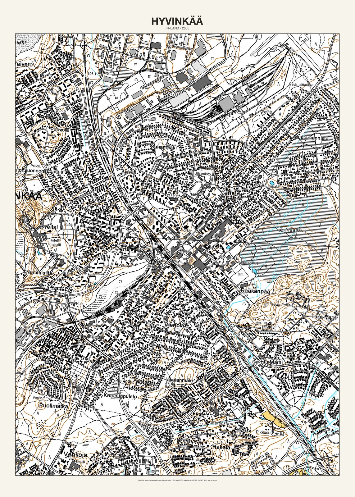 Hyvinkään karttajuliste vuodelta 2005