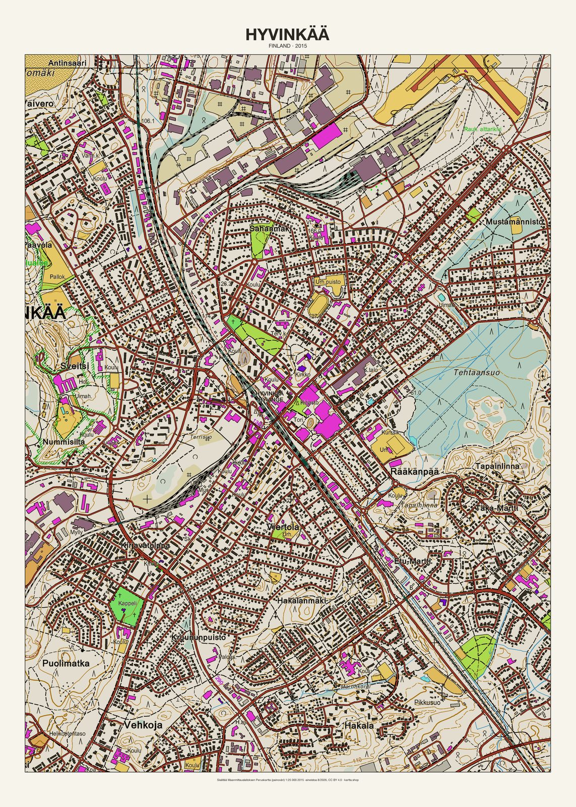 Hyvinkään karttajuliste vuodelta 2015