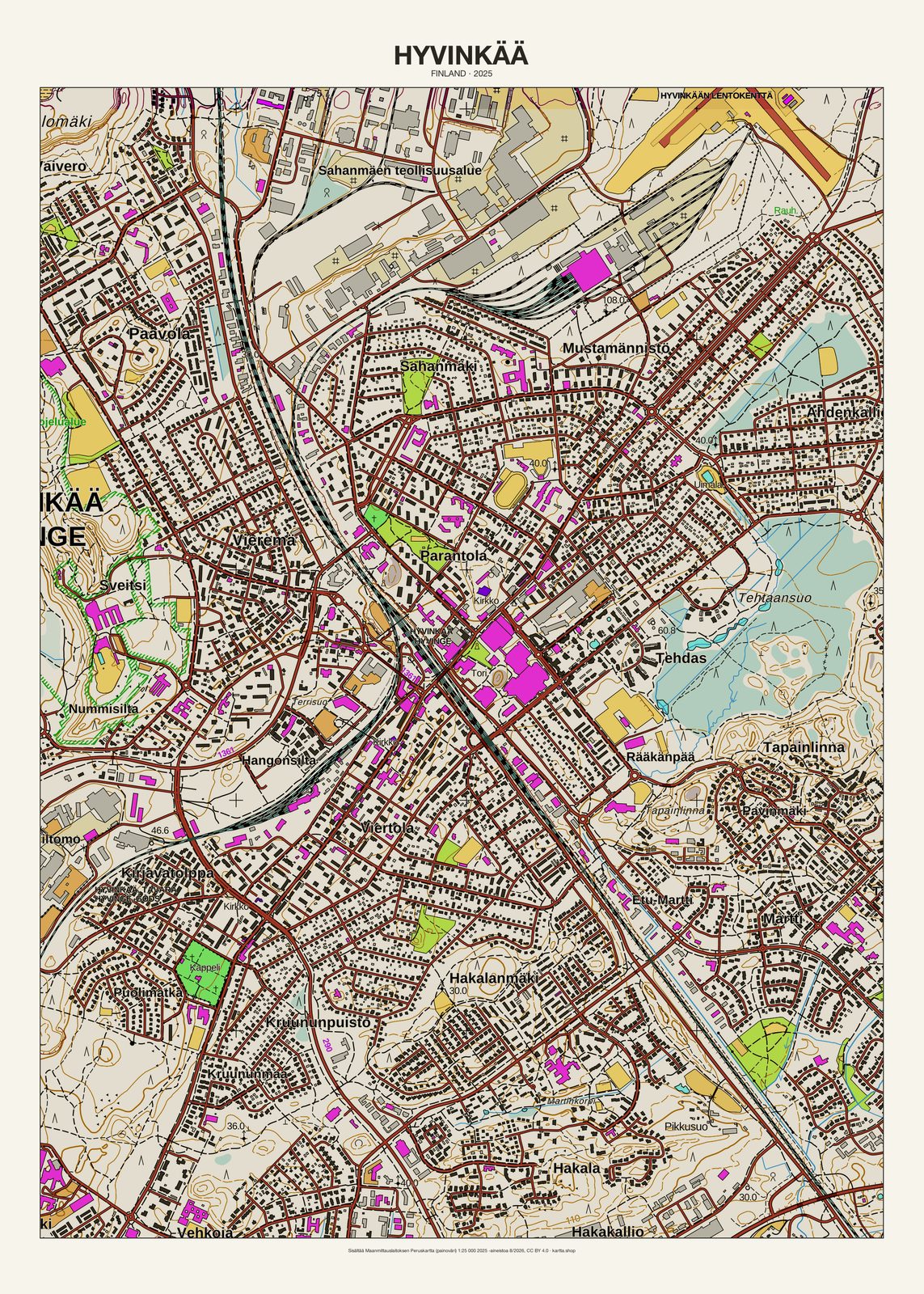 Hyvinkään karttajuliste vuodelta 2025