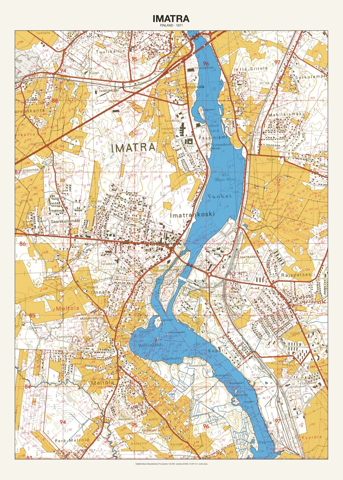 Imatran karttajuliste vuodelta 1971