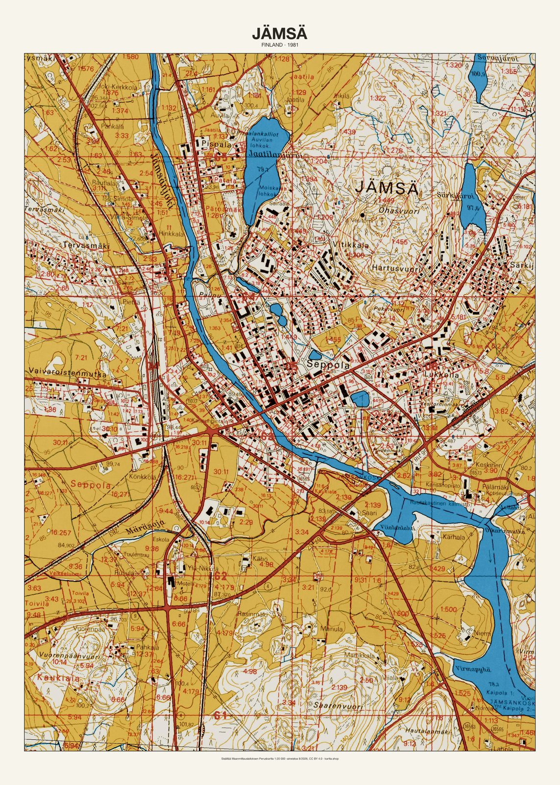 Jämsän karttajuliste vuodelta 1981