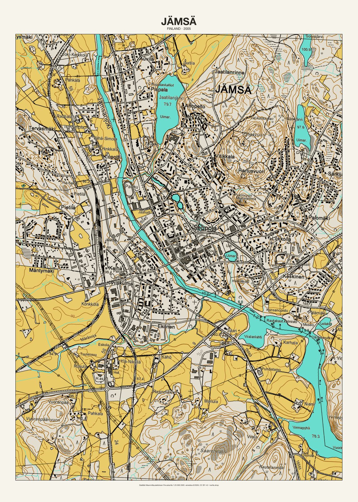 Jämsän karttajuliste vuodelta 2005