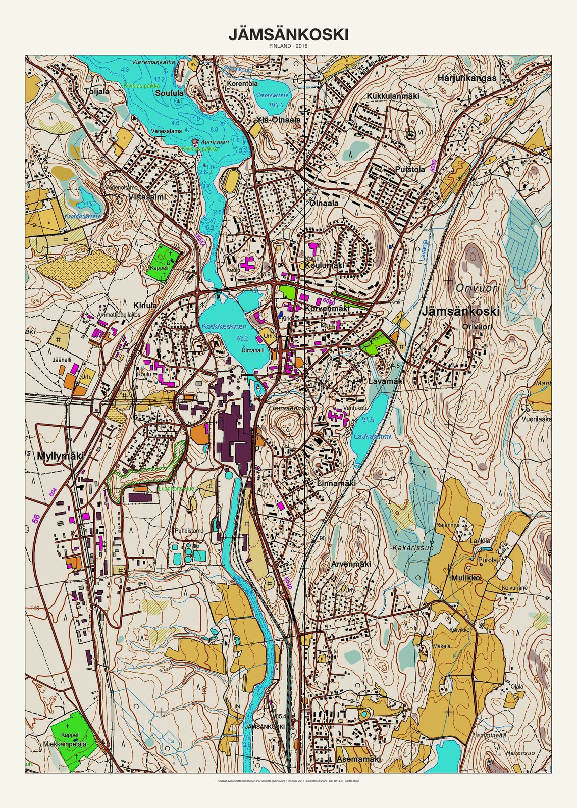 Jämsänkoskin karttajuliste vuodelta 2015