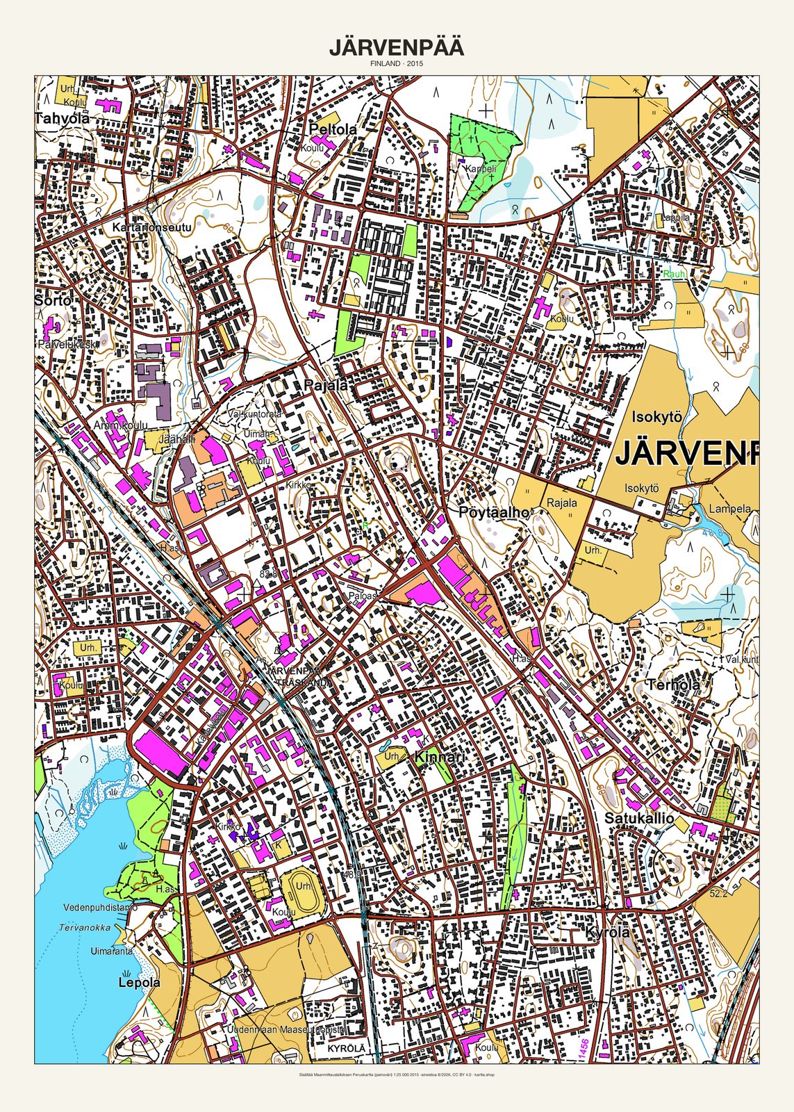 Järvenpään karttajuliste vuodelta 2015