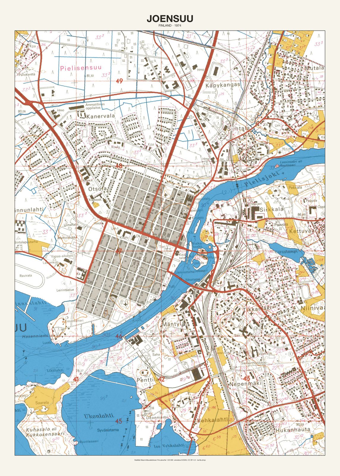 Joensuun karttajuliste vuodelta 1974
