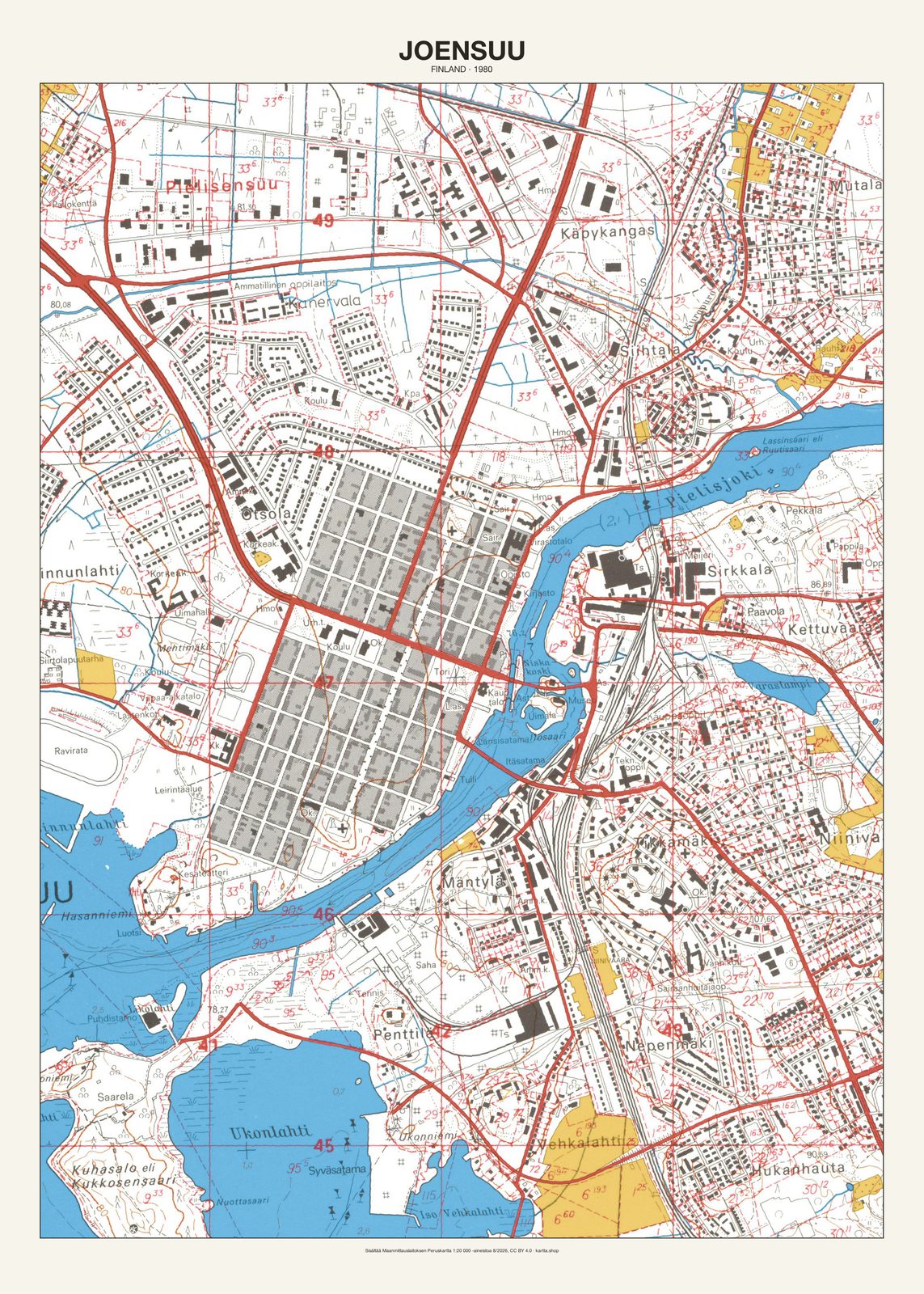 Joensuun karttajuliste vuodelta 1980