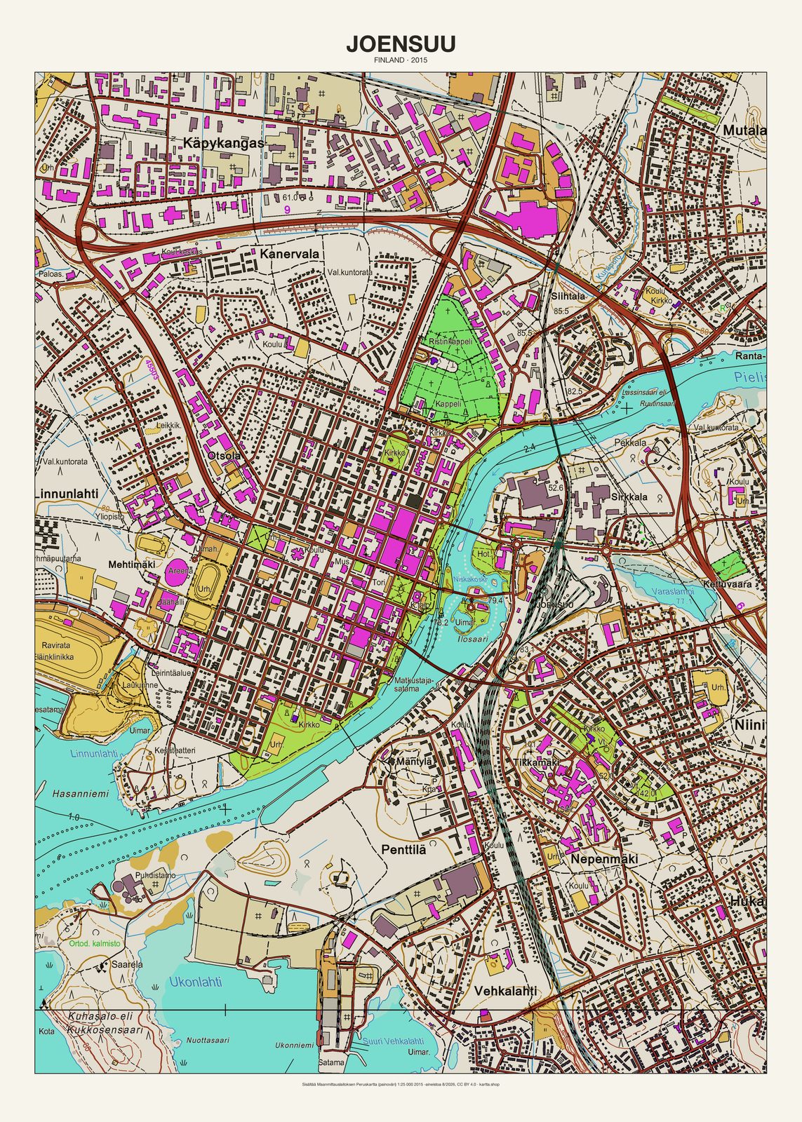 Joensuun karttajuliste vuodelta 2015