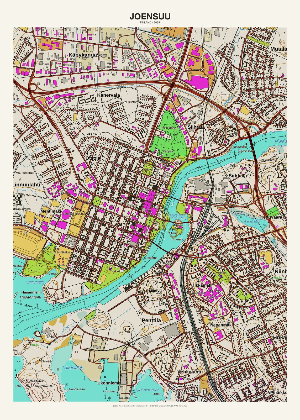 Joensuun karttajuliste vuodelta 2025