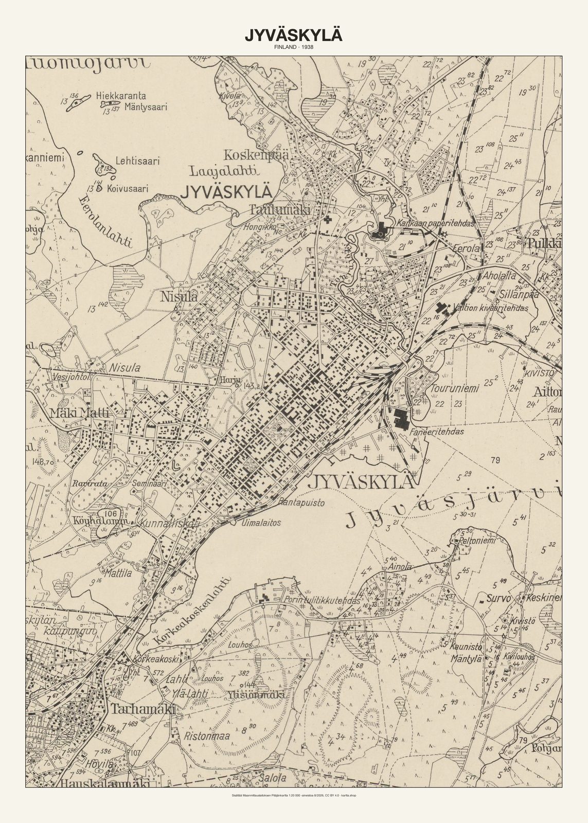 Jyväskylän karttajuliste vuodelta 1938