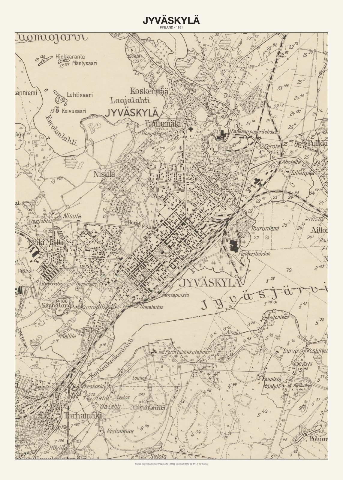 Jyväskylän karttajuliste vuodelta 1951