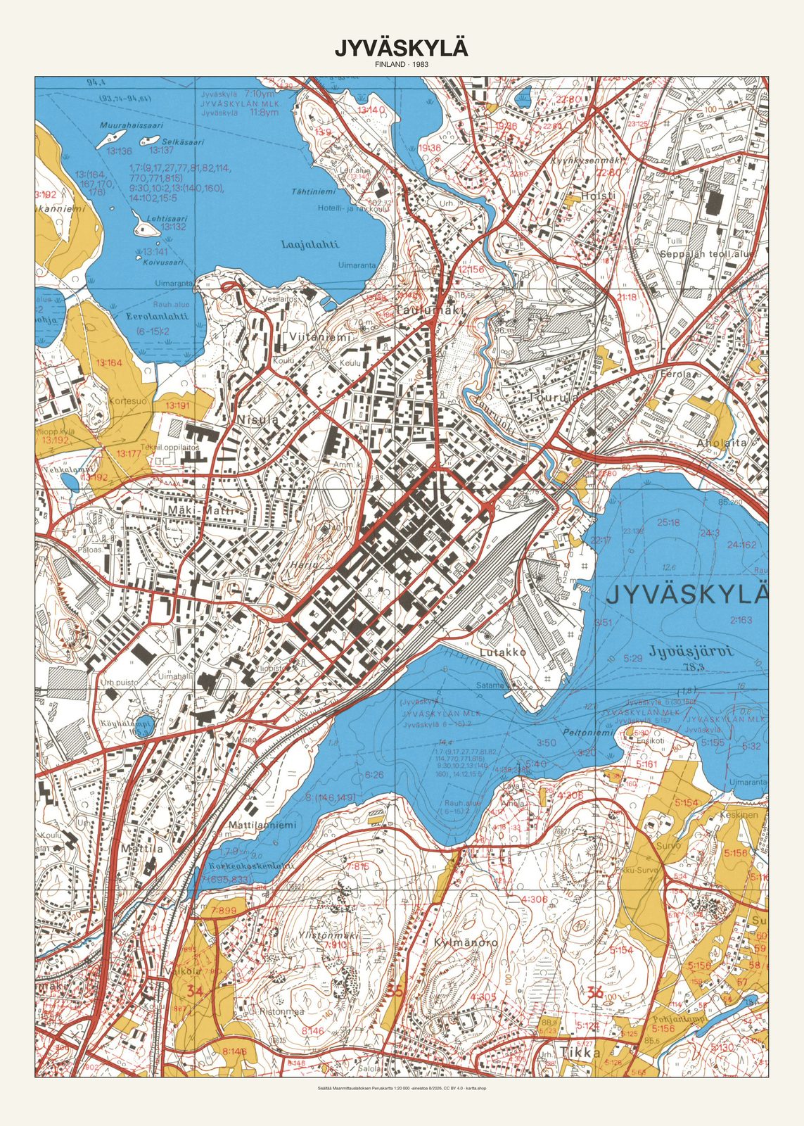 Jyväskylän karttajuliste vuodelta 1983