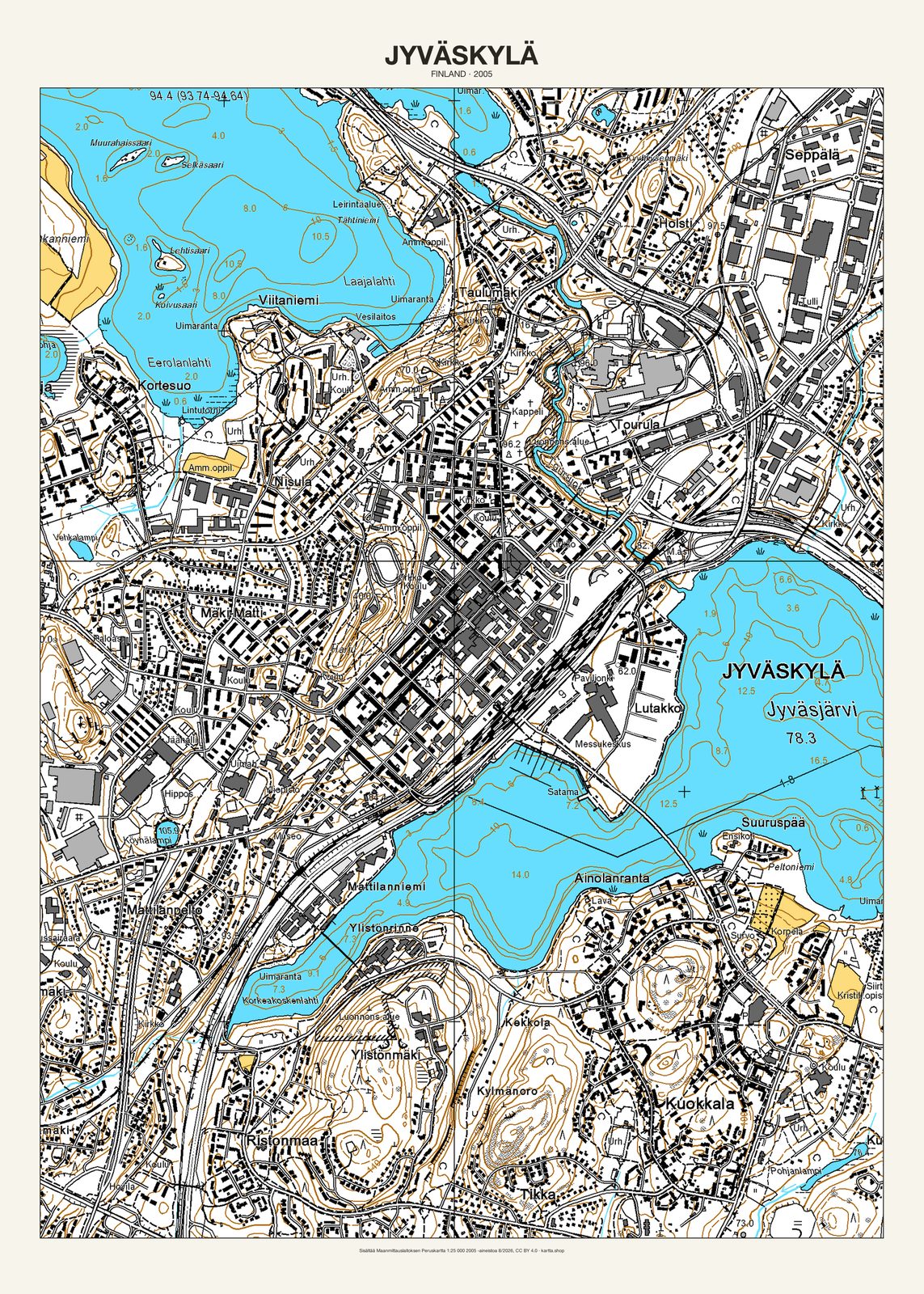Jyväskylän karttajuliste vuodelta 2005