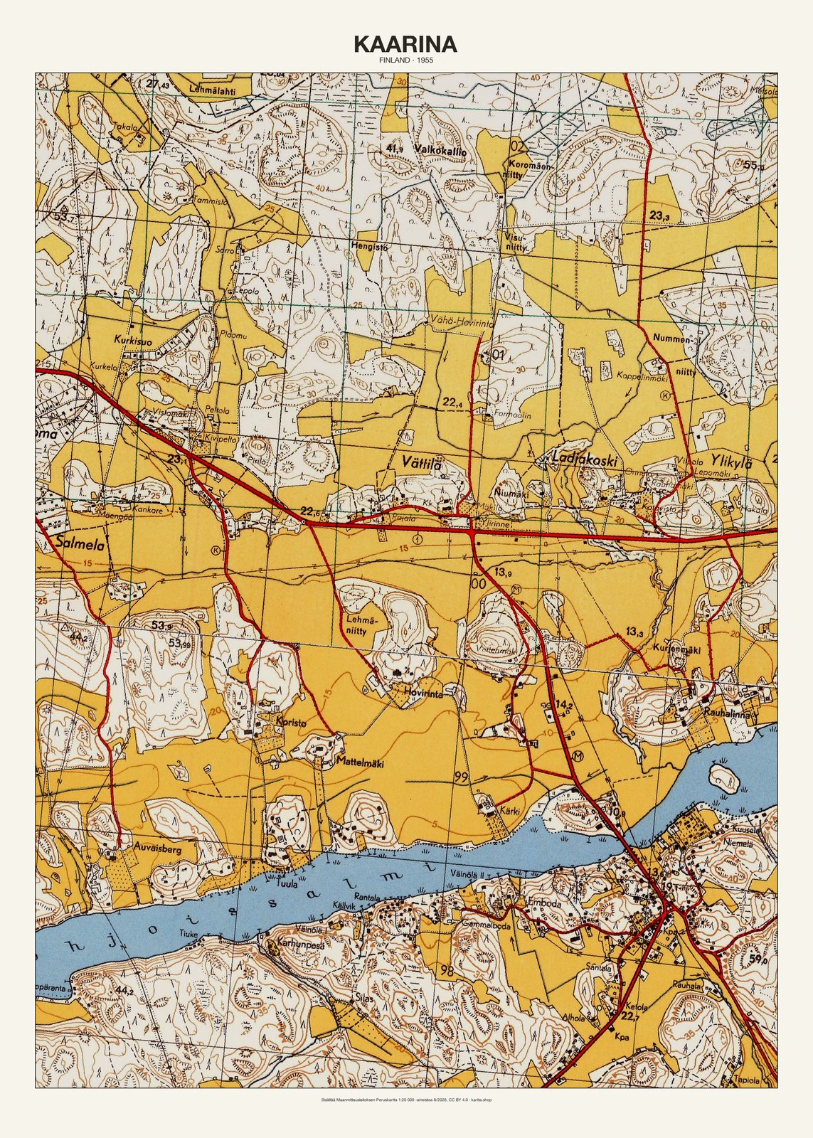 Kaarinan karttajuliste vuodelta 1955