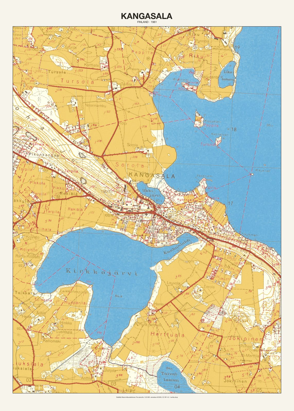 Kangasalan karttajuliste vuodelta 1961