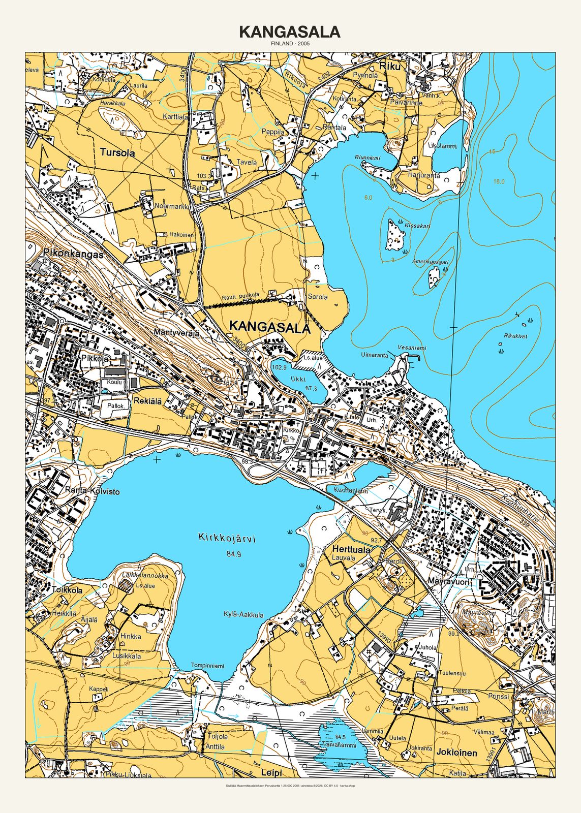 Kangasalan karttajuliste vuodelta 2005