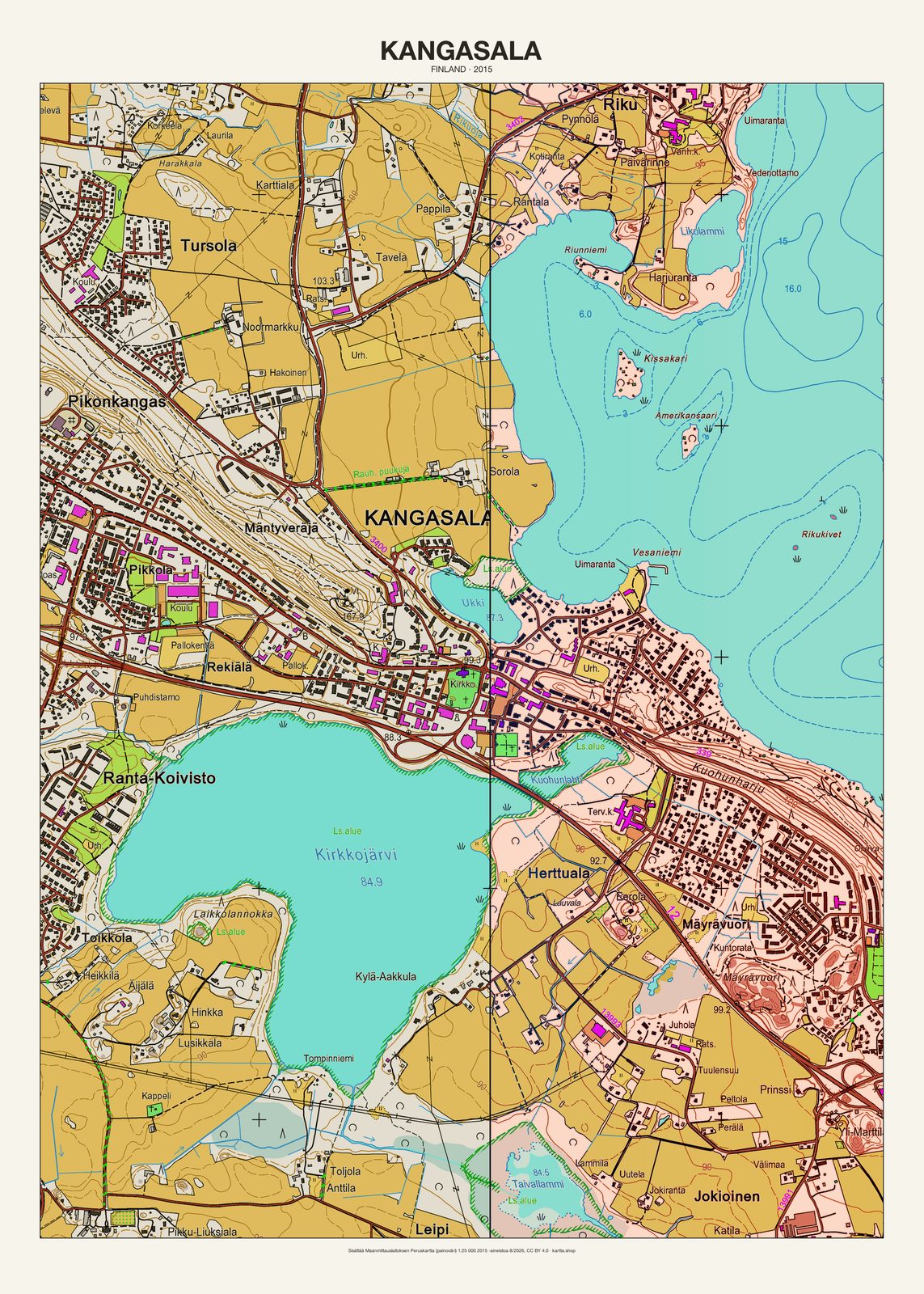 Kangasalan karttajuliste vuodelta 2015
