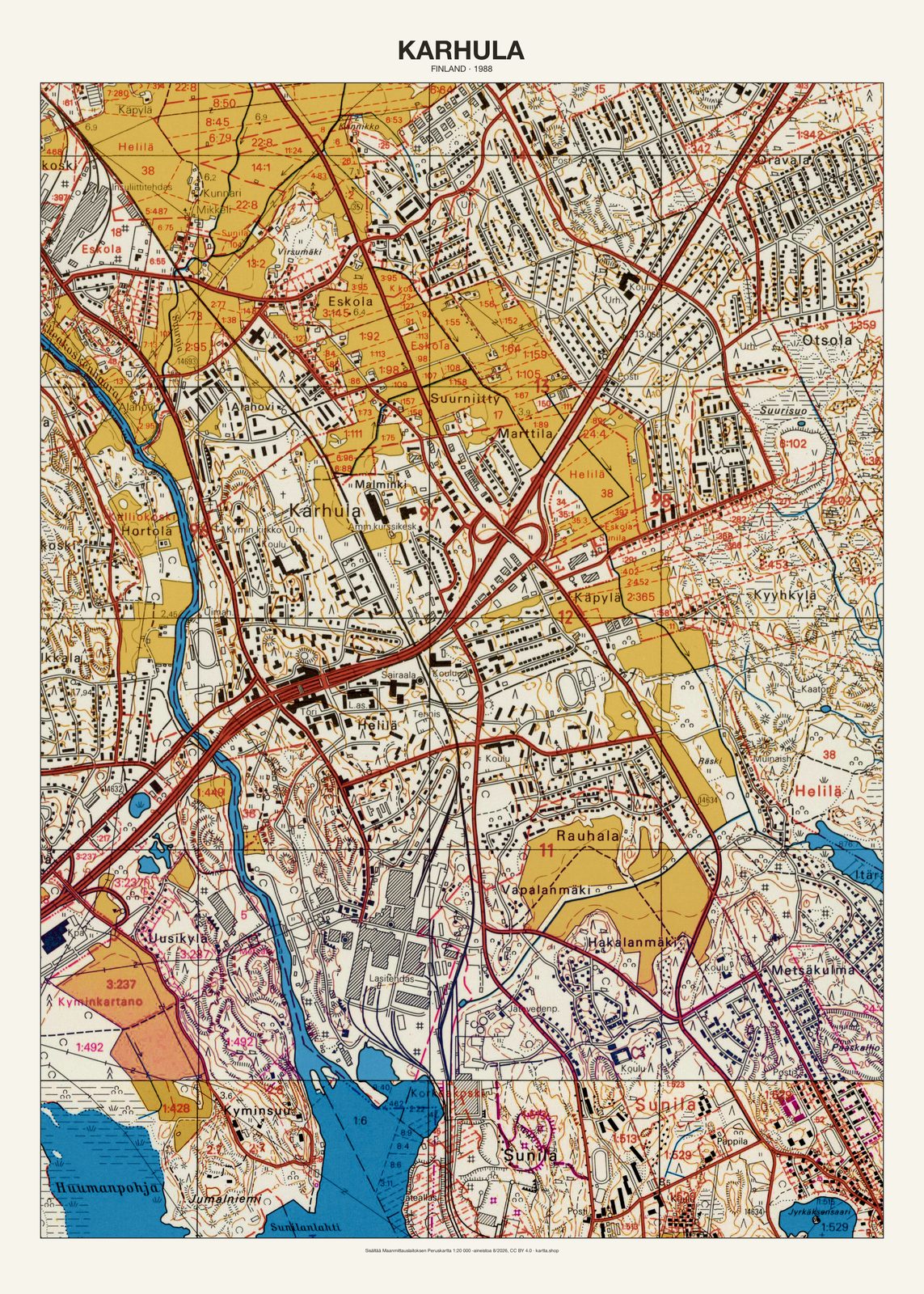 Karhulan karttajuliste vuodelta 1988