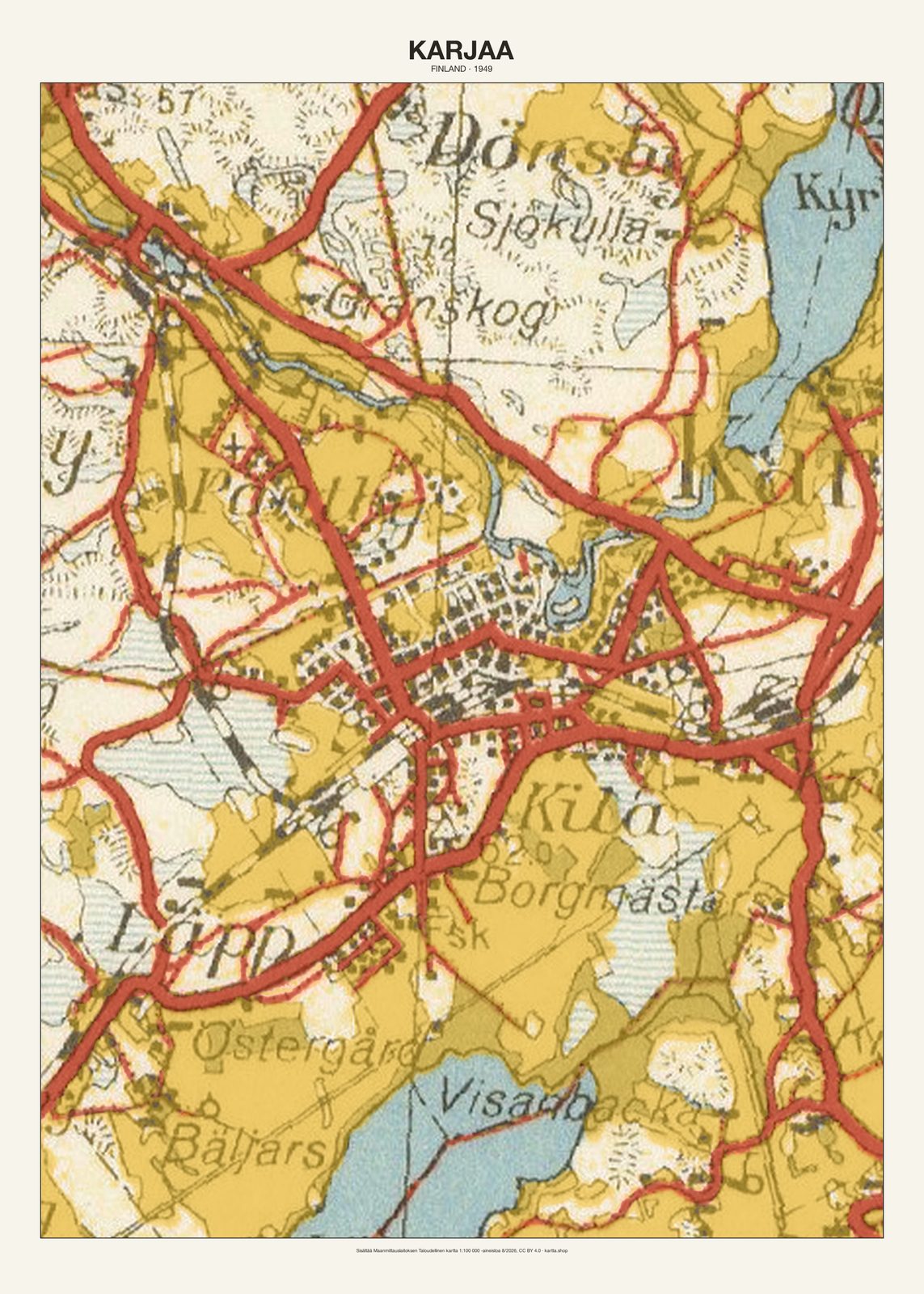 Karjaan karttajuliste vuodelta 1949
