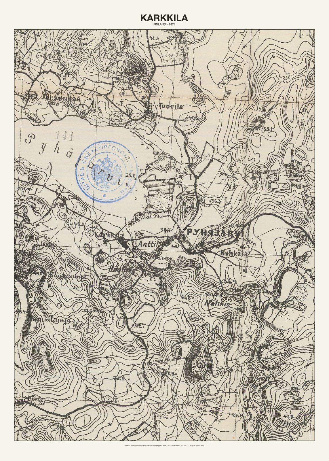 Karkkilan karttajuliste vuodelta 1874