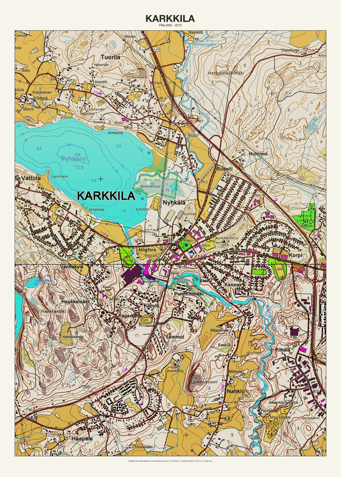 Karkkilan karttajuliste vuodelta 2015