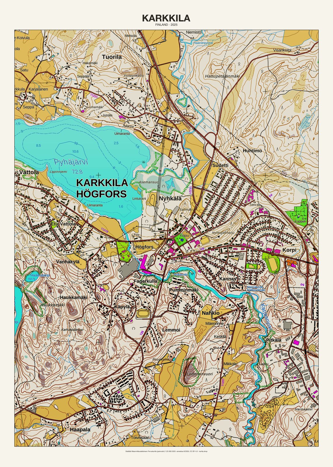 Karkkilan karttajuliste vuodelta 2025