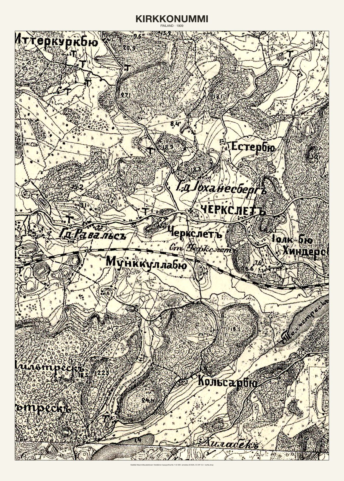 Kirkkonummin karttajuliste vuodelta 1909