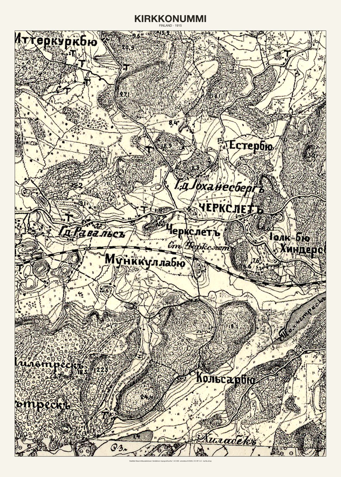 Kirkkonummin karttajuliste vuodelta 1915